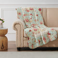 Blue Floral Cotton Quilted Throw 50x60in