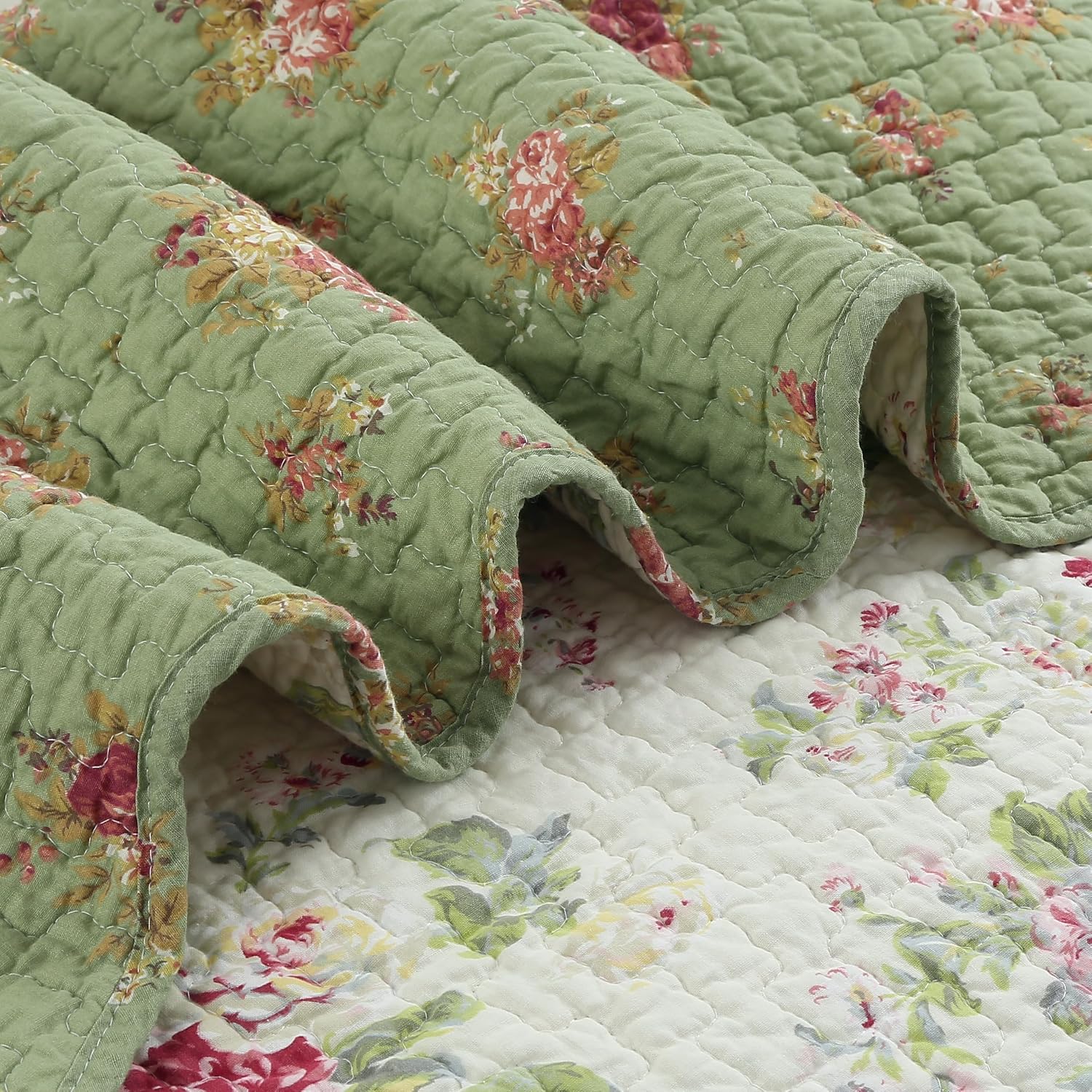 Blossom Vintage Floral Cotton Quilted Throw