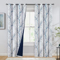 Blue Grey Tree Print Blackout Curtains 2 Panels