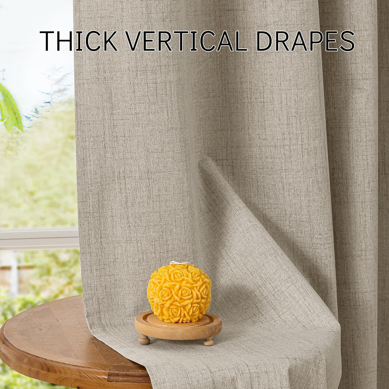 Natural Linen Blackout Curtains 2 Panels 52×96L