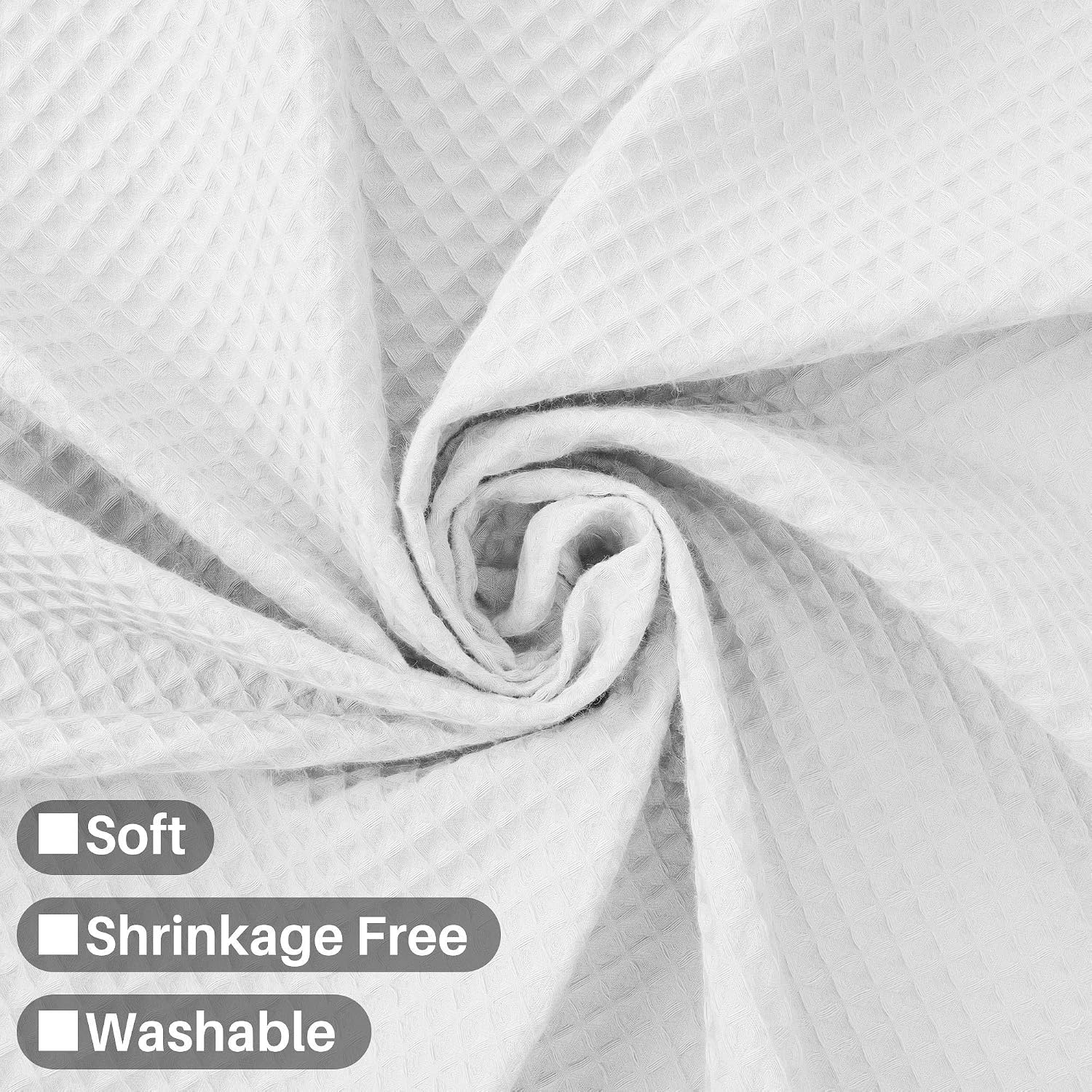 White Waffle Weave Cotton Blend Shower Curtain 72x84