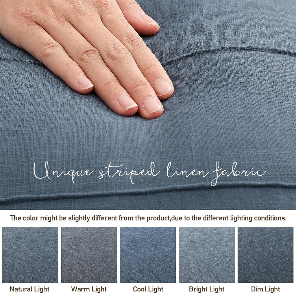 Slate Blue Striped Linen Throw Pillow Covers Set of 2, 26x26