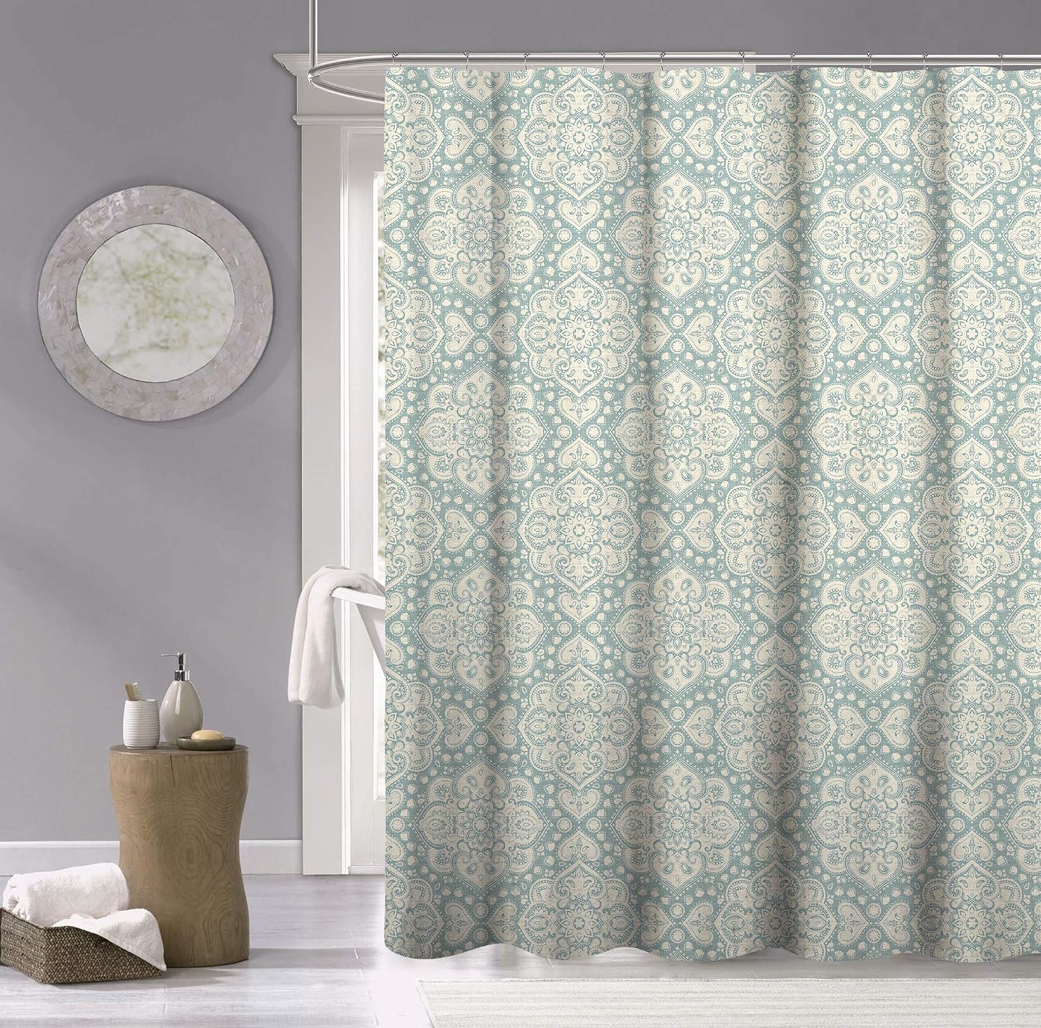 Cotton Medallion Printed Shower Curtain