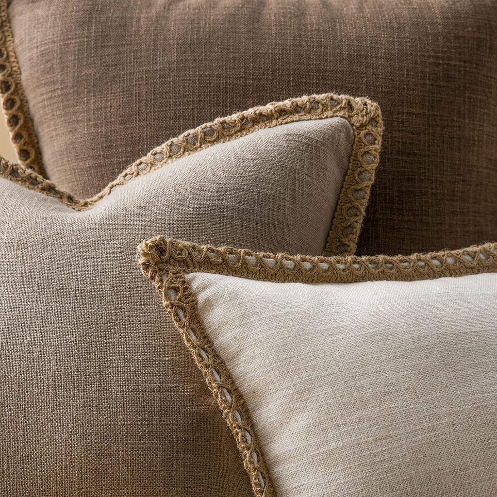 Coffee Solid Burlap Linen Pillow Covers Set of 2, 26x26