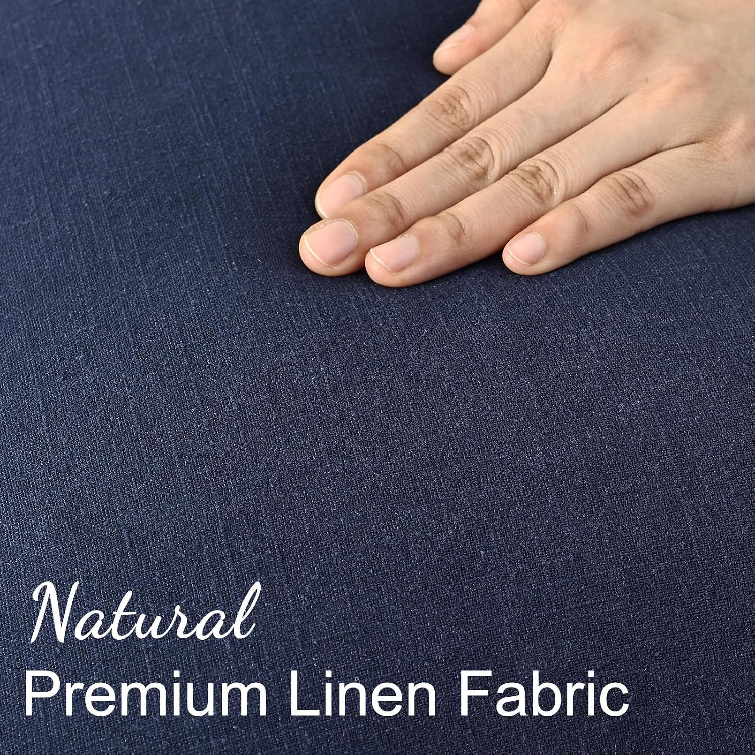 Navy Linen Pillow Covers 2 Pack 22×22 Inch