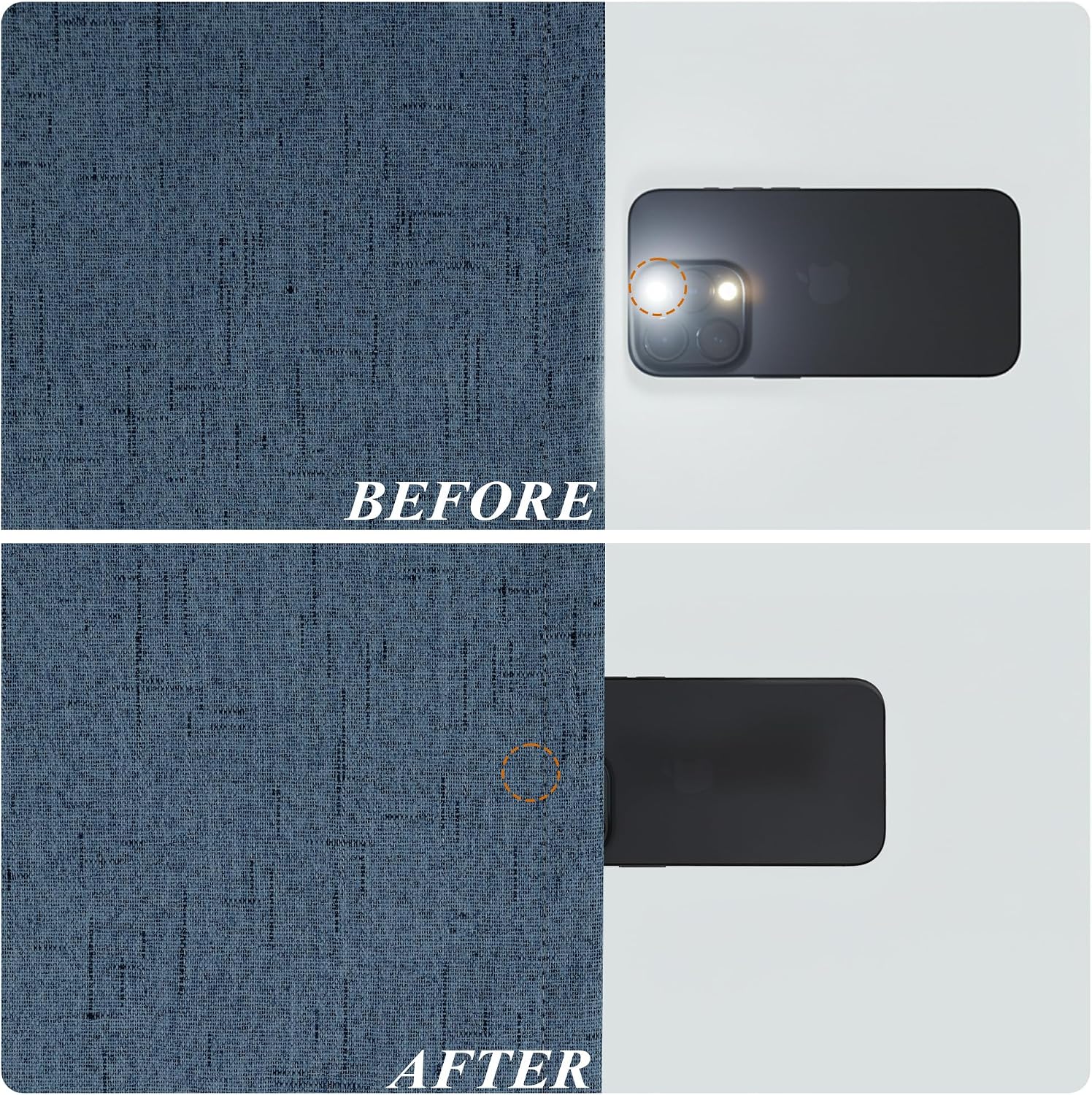 Navy Linen Blackout Curtains 2 Panels 52×84 Inch