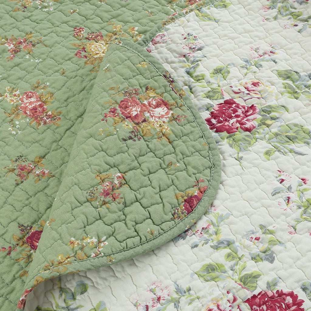 Blossom Vintage Floral Cotton Quilted Throw