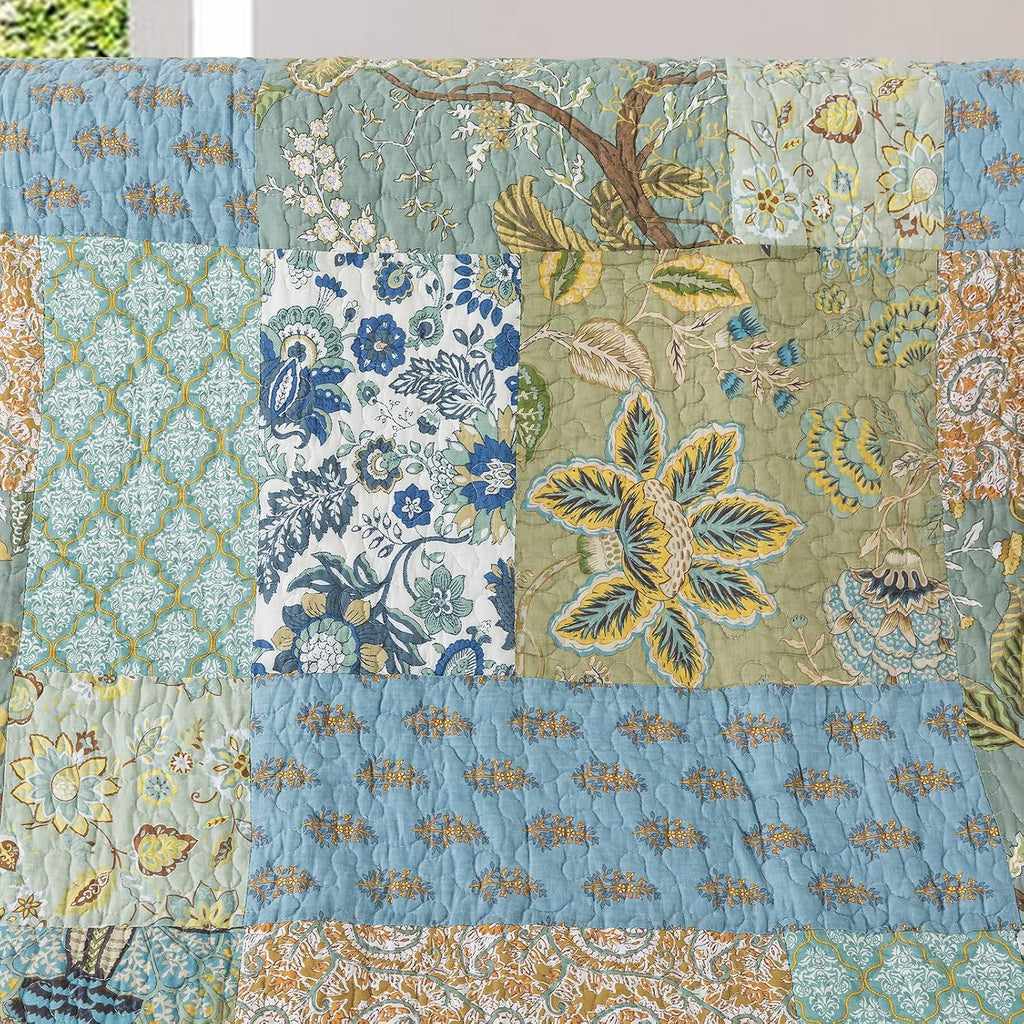 Floral Cotton Quilted Throw 60x78 Inch
