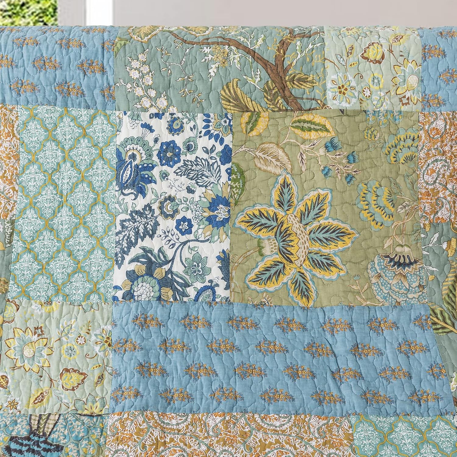 Floral Cotton Quilted Throw 60x78 Inch