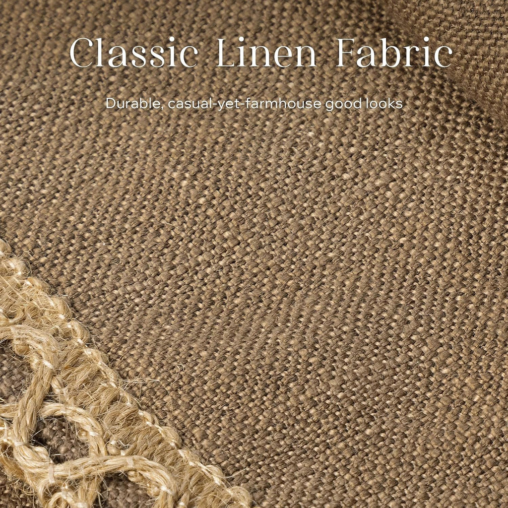 Coffee Solid Burlap Linen Pillow Covers Set of 2, 26x26