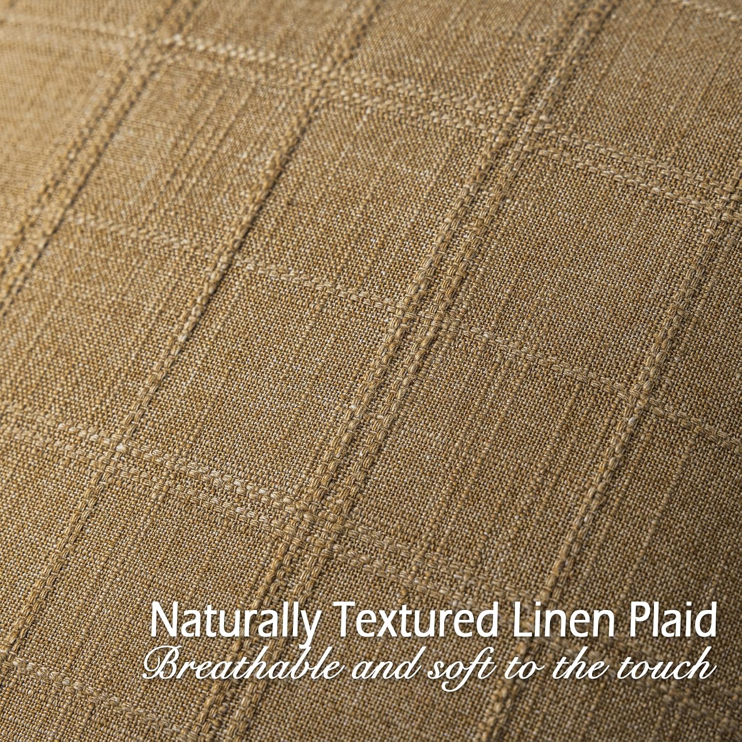 Brown Check Linen Pillow Covers Set of 2, 28"x28"