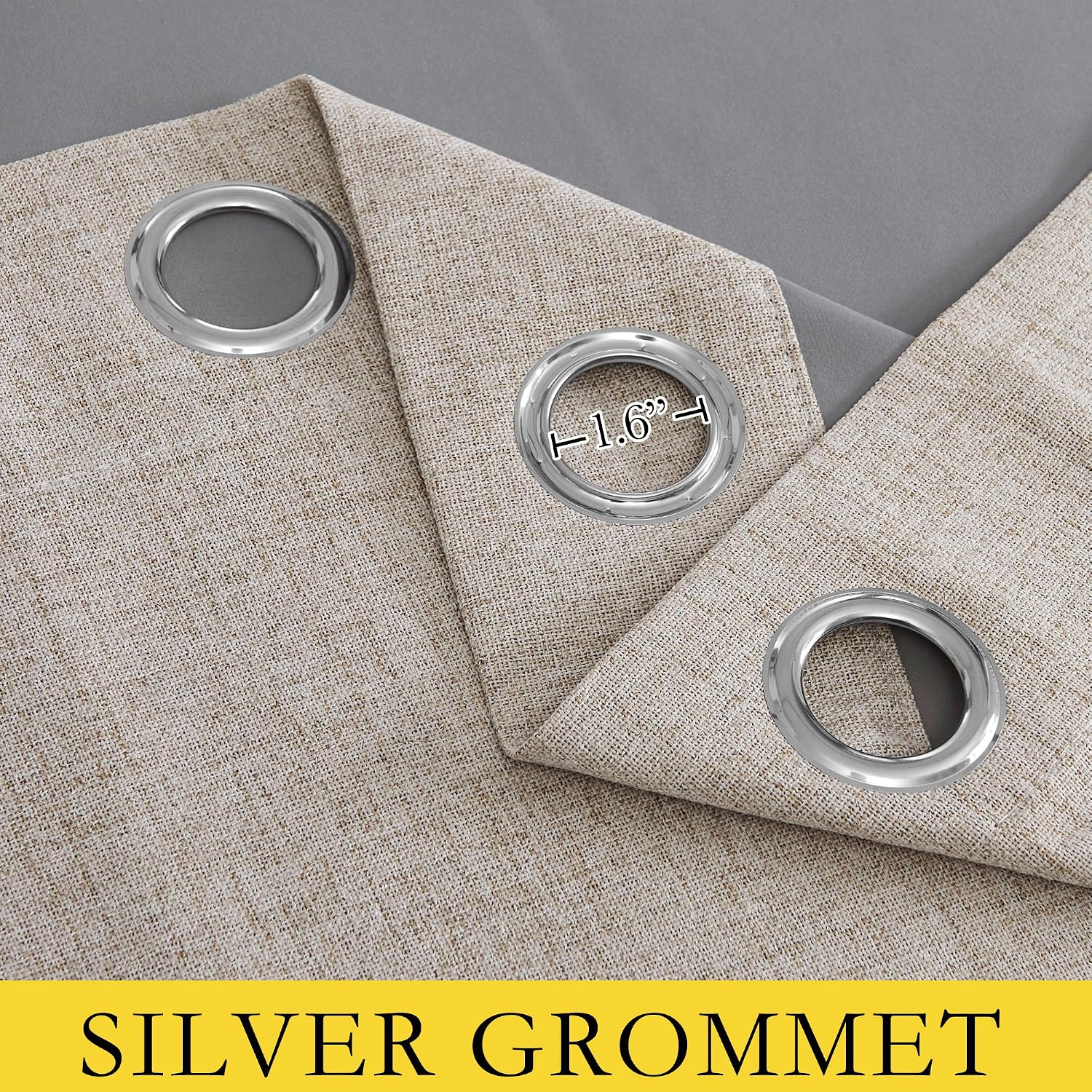 Oatmeal Linen Blackout Curtains 2 Panels 52"W×108"L