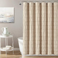 Taupe Waffle Stripe Cotton Blend Shower Curtain