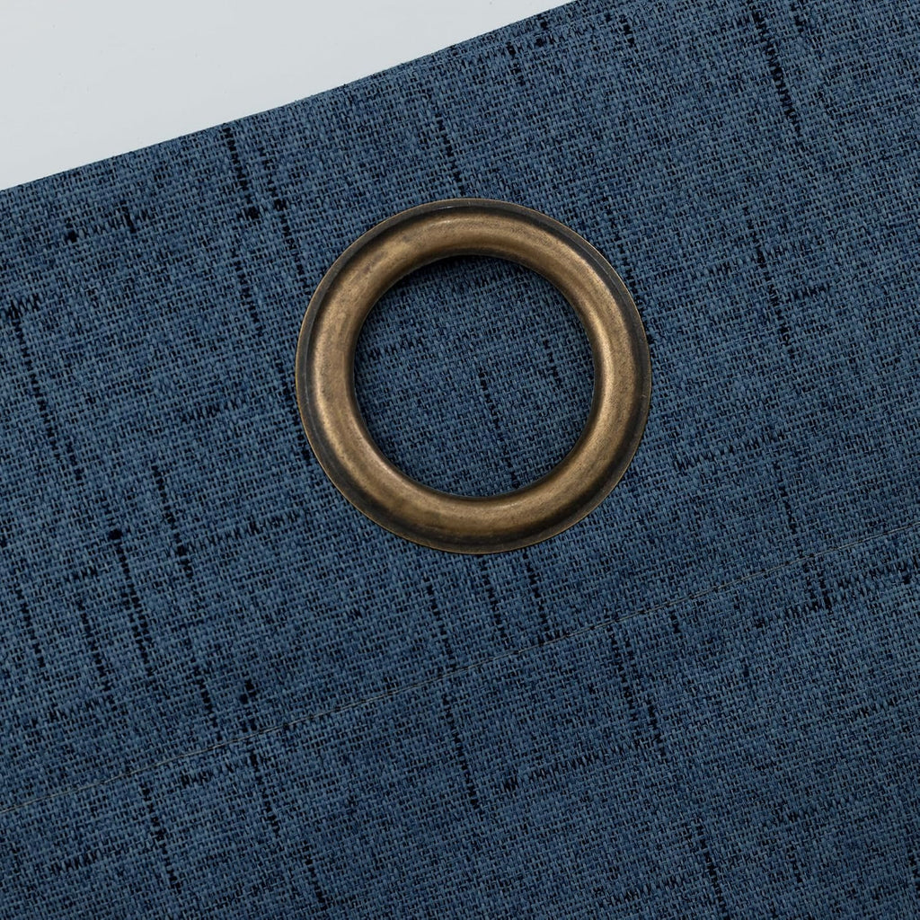 Navy Linen Blackout Curtains 2 Panels 52×84 Inch