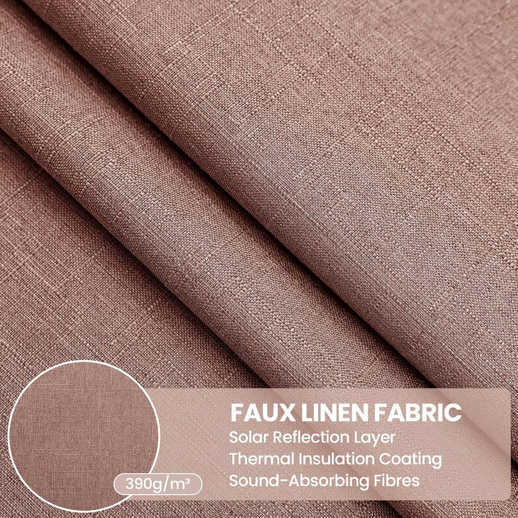Red Coffee Faux Linen Blackout Curtains 2 Panels